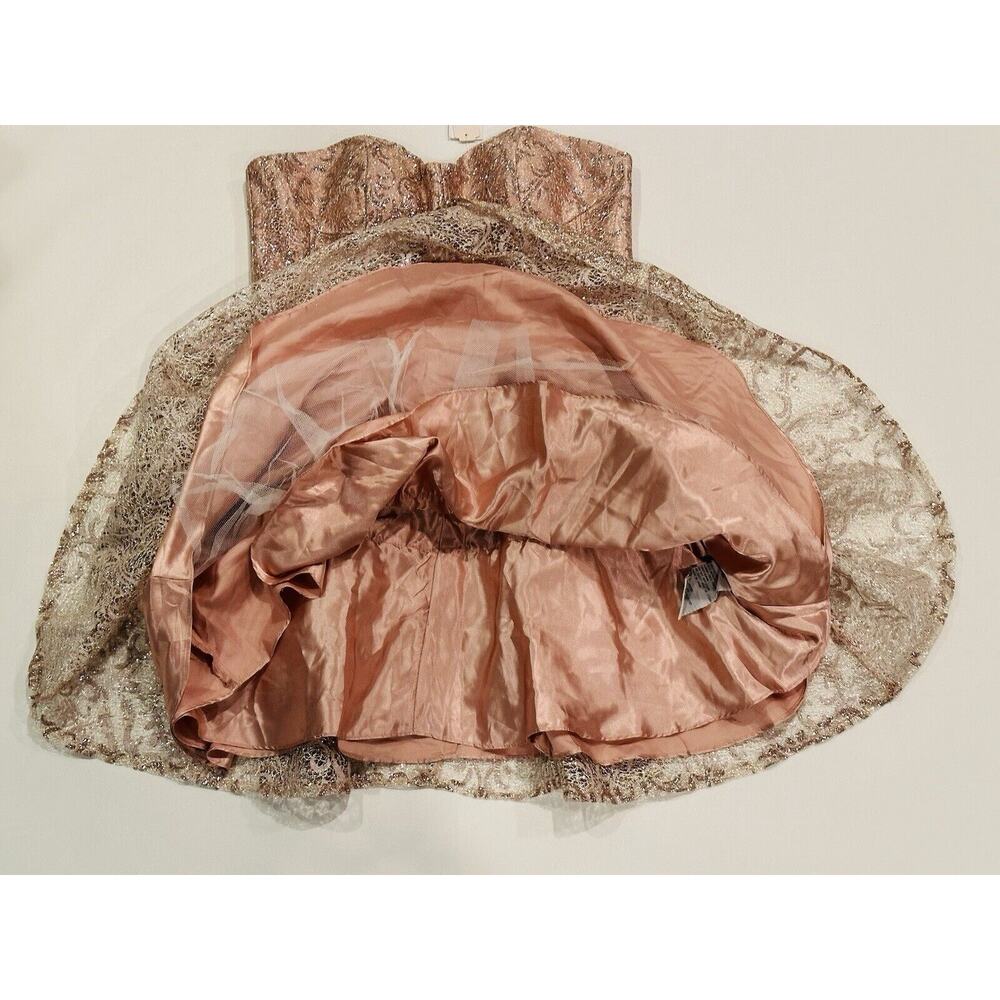 NEW GIANNI BINI GB Rose Gold Pink Silver Lace Overlay Strapless Size 13 $179 - Picture 14 of 14